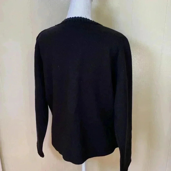 Sioni Black Open Front Cardigan Sweater with Gold Colored Buttons, Size Medium. - Picture 3 of 13